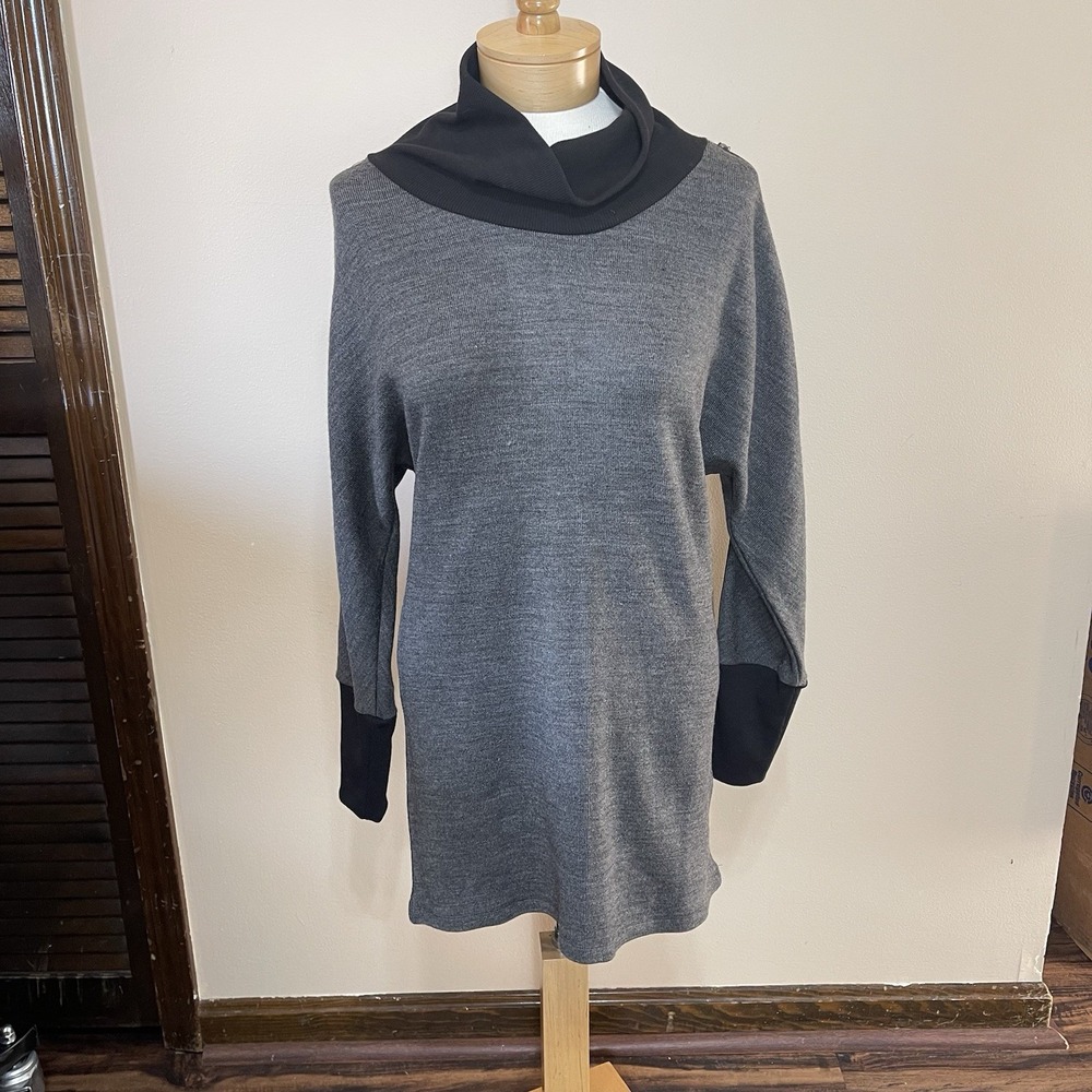 NEW Lanalee Charcoal Grey‎ Cowl Neck Studded Sleeve Tunic Sweater Dress 54214